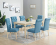 Amonia 7-piece Dining Set, Turned-Leg Dining Table with 6 Tufted Chairs - sold by Home Elegance USA