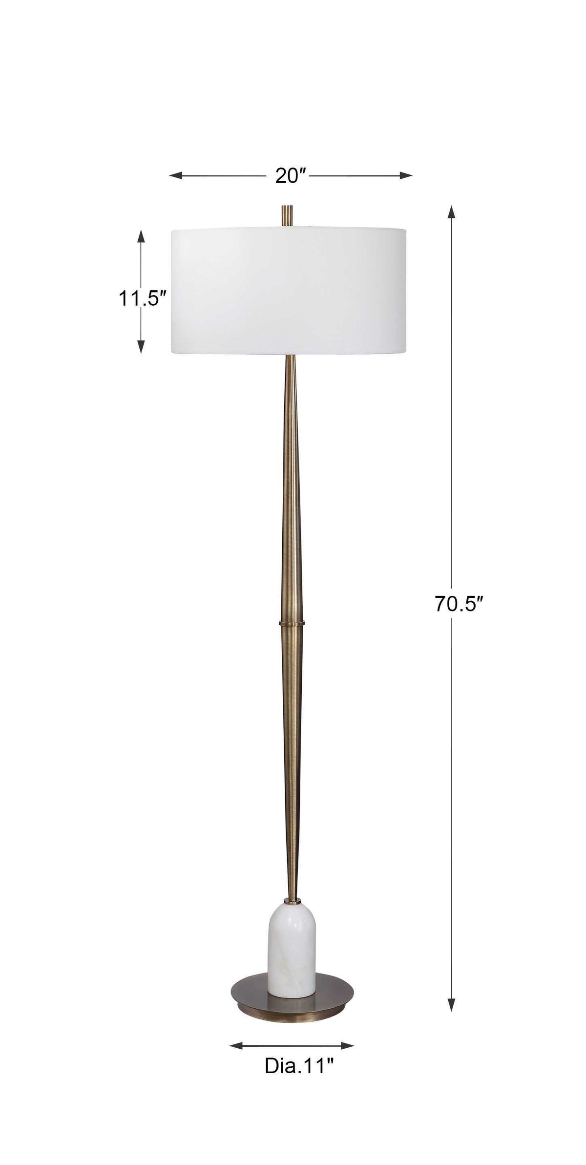 Minette Mid-Century Floor Lamp - Gold / White by Uttermost - View 8