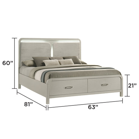 Aria Contemporary Queen 4PC Bedroom Set Modern Storage Bed with Ball Bearing Glide Drawers in Beige - sold by Home Elegance USA