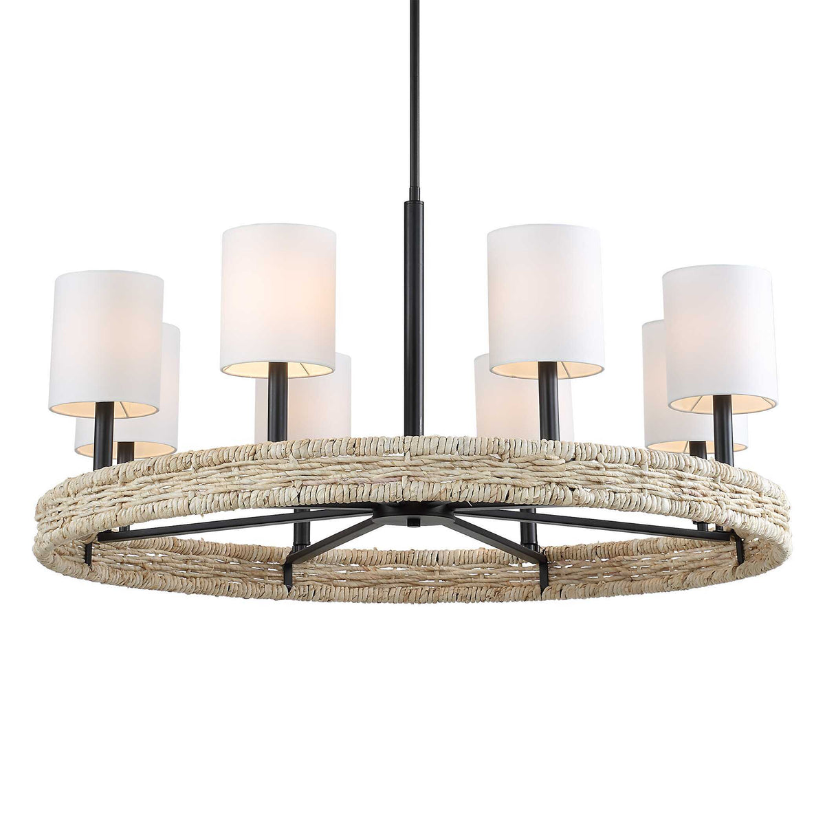 Faiyam 8 Light Rattan Chandelier - Black by Uttermost - View 1