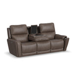 Carter Power Reclining Sofa With Console & Power Headrests & Lumbar - Cappuccino | Flexsteel
