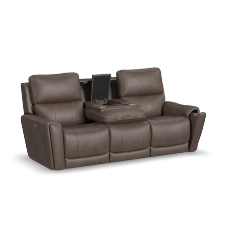 Carter Power Reclining Sofa With Console & Power Headrests & Lumbar - Cappuccino | Flexsteel
