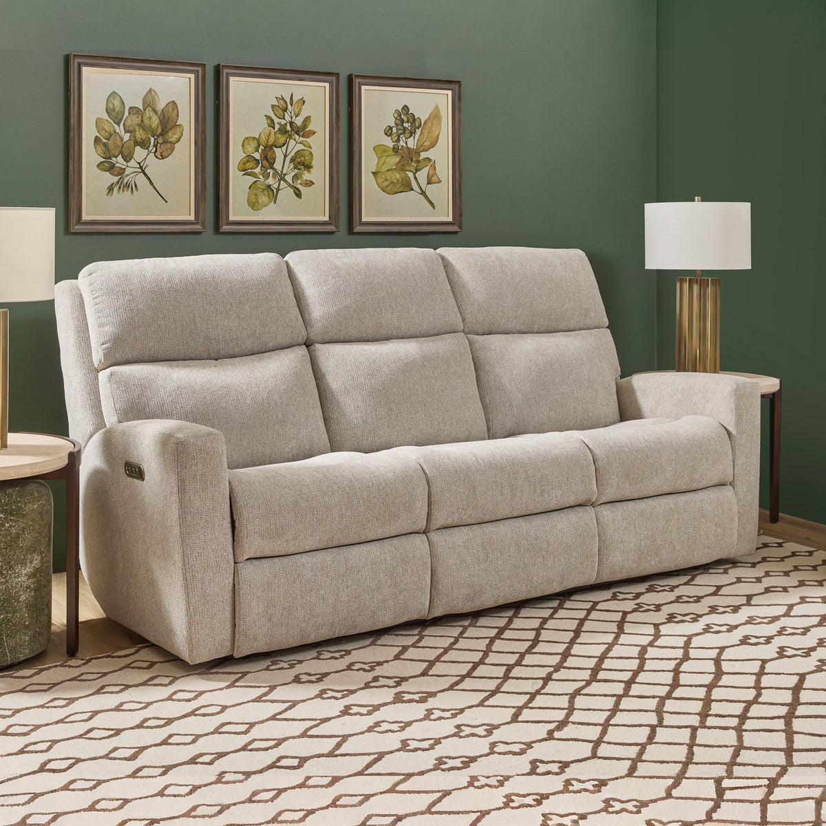 Score Transitional Fabric Power Reclining Sofa With Power Headrests & Lumbar | Flexsteel