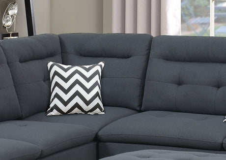 Living Room Furniture Charcoal Cushion Sectional w Ottoman Linen Like Fabric Sofa Chaise - sold by Home Elegance USA