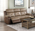 Plush Comfort Motion Sofa Brown Microfiber Upholstered Solid Wood Frame Living Room Furniture 1pc Dual Reclining Sofa Plush Arms