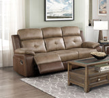 Plush Comfort Motion Sofa Brown Microfiber Upholstered Solid Wood Frame Living Room Furniture 1pc Dual Reclining Sofa Plush Arms