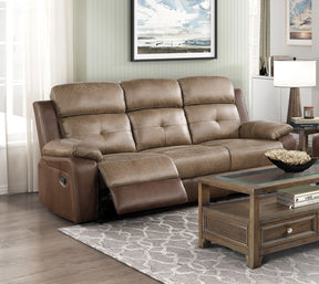 Plush Comfort Motion Sofa Brown Microfiber Upholstered Solid Wood Frame Living Room Furniture 1pc Dual Reclining Sofa Plush Arms