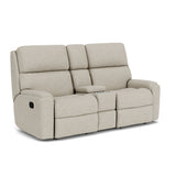 Rio Transitional Fabric Reclining Loveseat With Console | Flexsteel