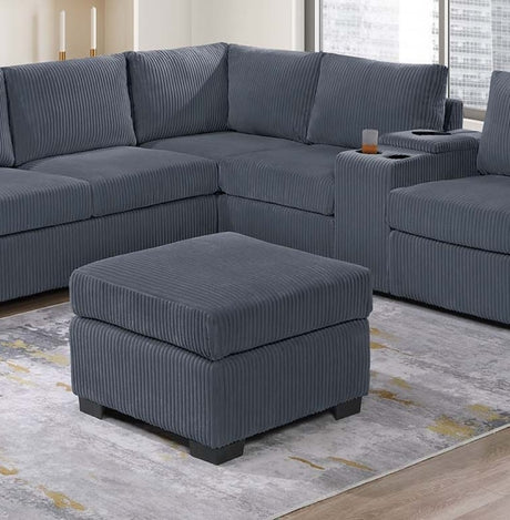 Modern Functional Dark Gray Corduroy Upholstered Sectional Set Living Room One Arm Loveseat Wedge Console Ottoman 4pc Couch Sofa Set - sold by Home Elegance USA