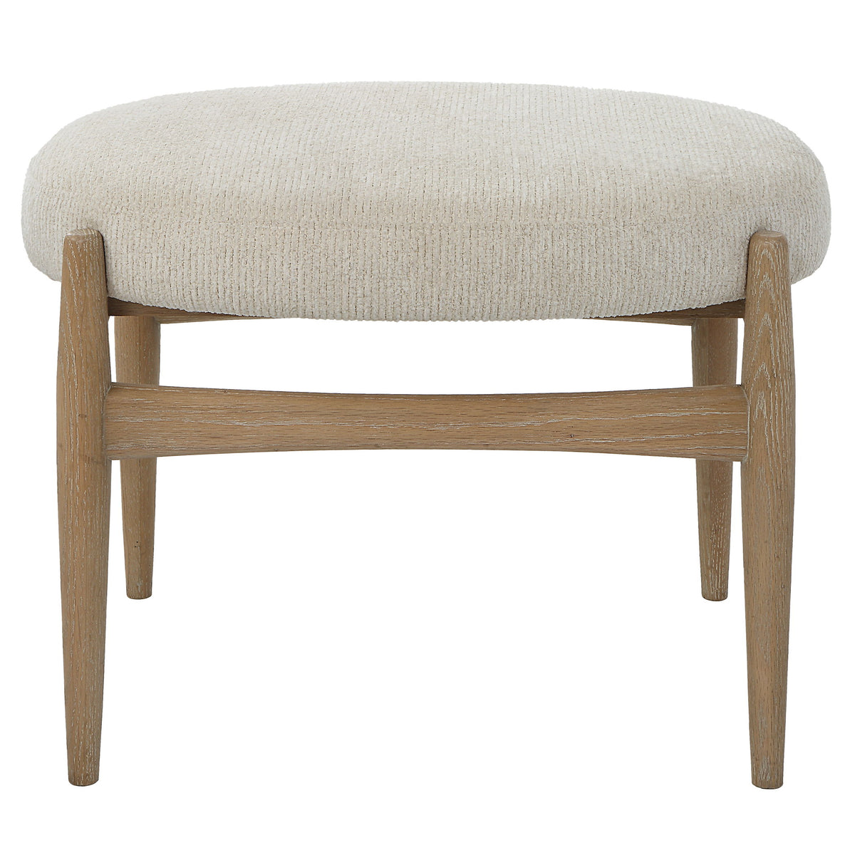 Acrobat Off-White Small Bench - Light Brown / White by Uttermost - View 1
