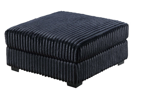 Contemporary Modern 7-PC Modular L-Sectional Sofa Set USB Cup Holder Black Corduroy Living Room Furniture Ottoman - sold by Home Elegance USA
