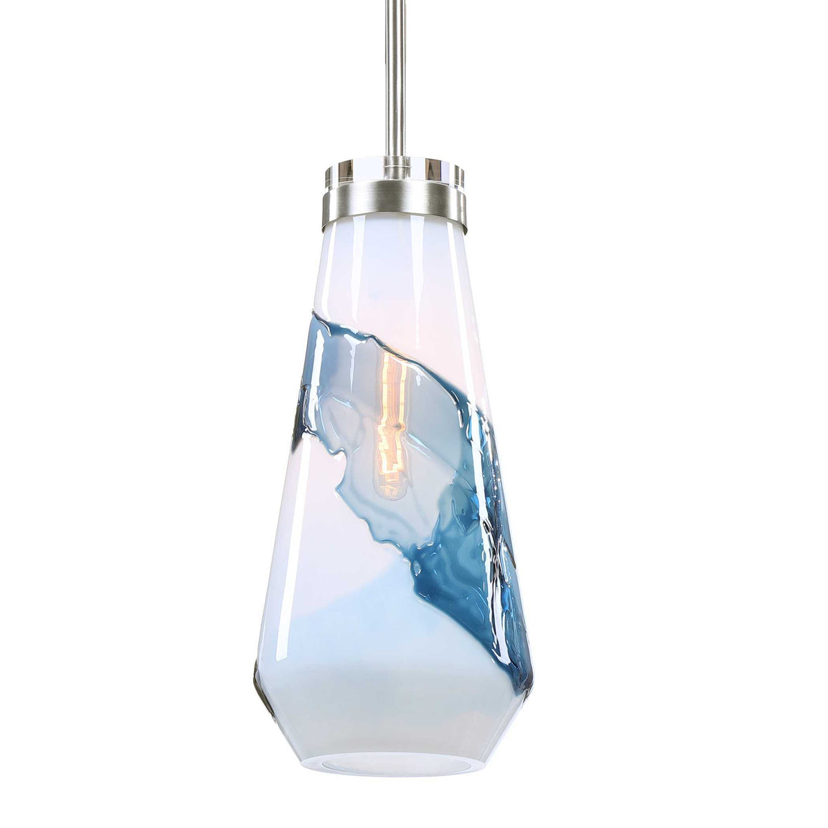 Windswept 1 Light Mini Pendant Blue & White - Blue / Silver by Uttermost - View 5