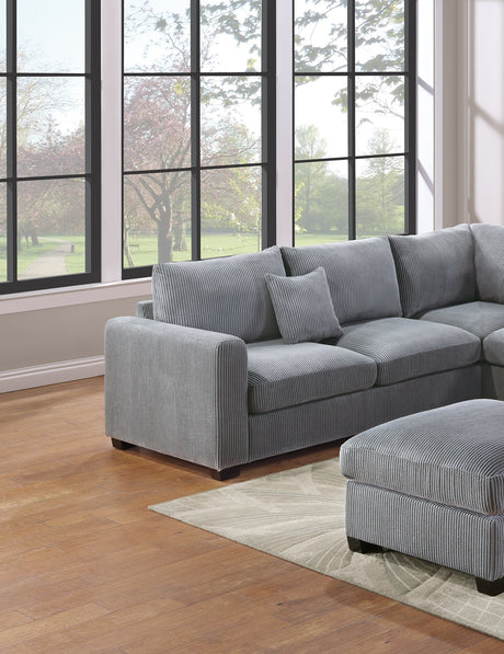 L-Sectional Sofa Corduroy Fog Color LAF And RAF Loveseats Corner Wedge Ottoman 4pcs Sectional Set Couch Living Room Furniture - sold by Home Elegance USA
