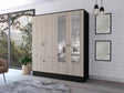 Florencia L Mirrored Armoire, Two Cabinets With Divisions,Black and Light Grey - sold by Home Elegance USA