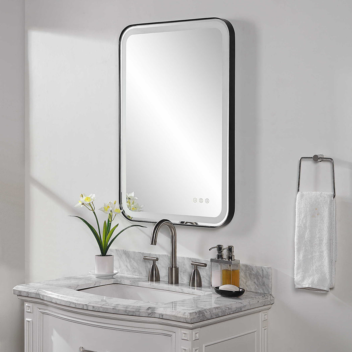 Crofton Vanity Mirror Black & Silver - Black / Silver by Uttermost - View 3