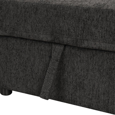 U-shaped Sectional Sofa Pull Out Bed with USB Ports, Power Sockets, Back Pillows & Storage Chaise, Black Chenille, 108.6' - sold by Home Elegance USA