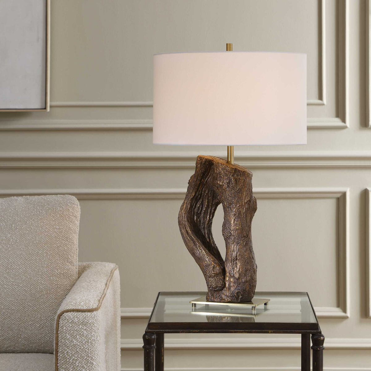 Namath Wood Table Lamp - Dark Brown / White by Uttermost - View 4