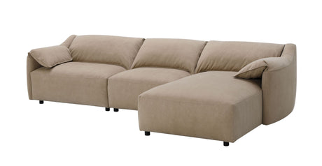 Veata Light Brown Suede Sectional Sofa - sold by Home Elegance USA