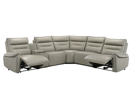 Jayke Top Grain Leather Match Power Motion Sectional Sofa, with Reading Lamp, Cupholder with Lights, Heat& Cooling Function, Wireless Charger with Type A&C Charging Port, Power Switch with USB Port - sold by Home Elegance USA