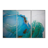 Blue Lagoon (Set Of 3) - 30" X 60" - Charcoal Floater Frame | Sunpan | Home Elegance USA