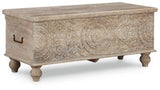 Ashley Beige Fossil Ridge Storage Bench | Home Elegance USA