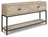 Ashley Distressed White Roanley Console Sofa Table | Home Elegance USA