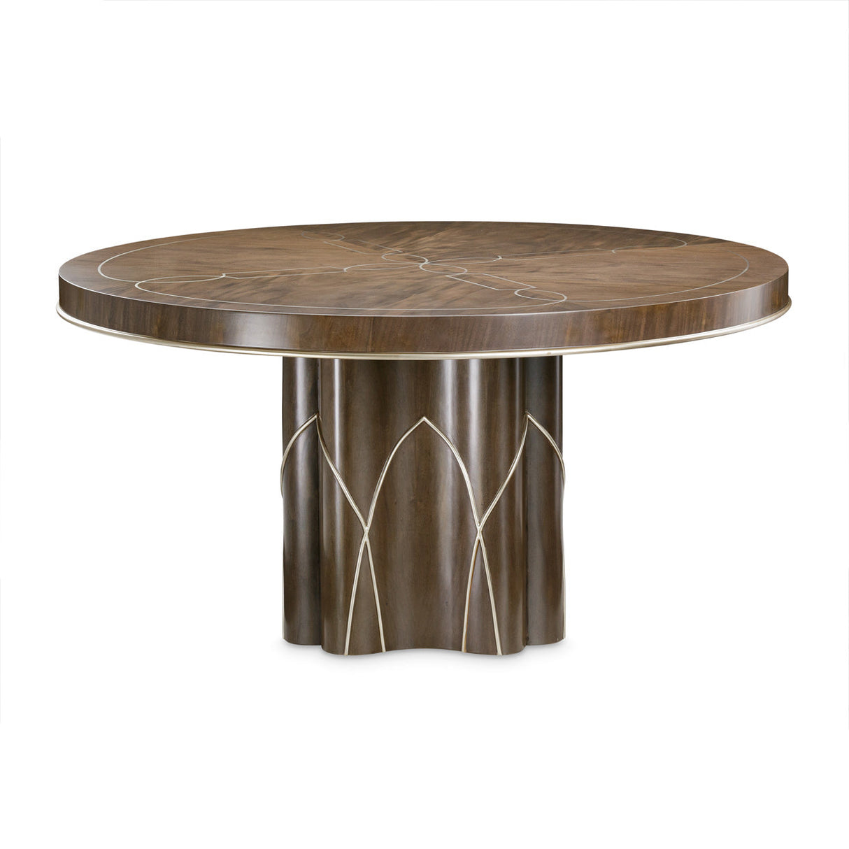 Aico Furniture - Villa Cherie 5 Piece Round Dining Table Set In Hazelnut - N9008001-410-5Set - Home Elegance USA