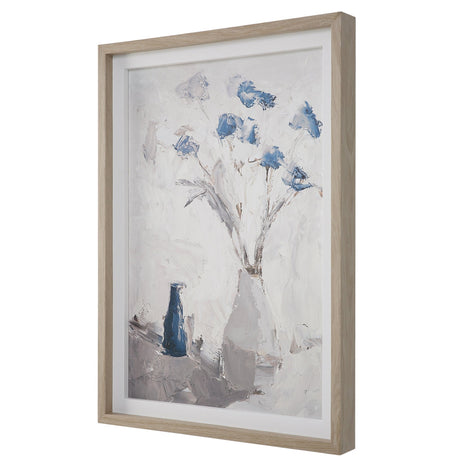 Blue Flowers In Vase Framed Print | Uttermost | Home Elegance USA