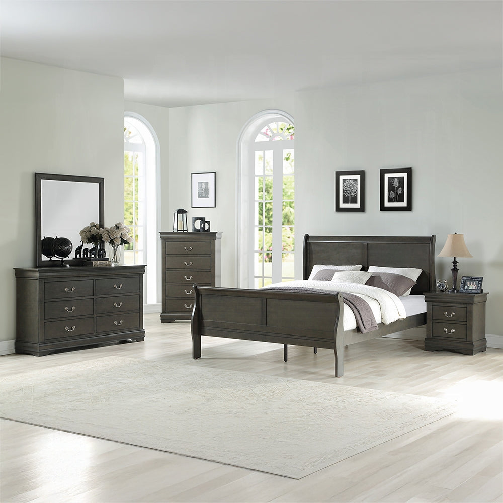 Acme - Louis Philippe EK Bed 26787EK Dark Gray Finish 