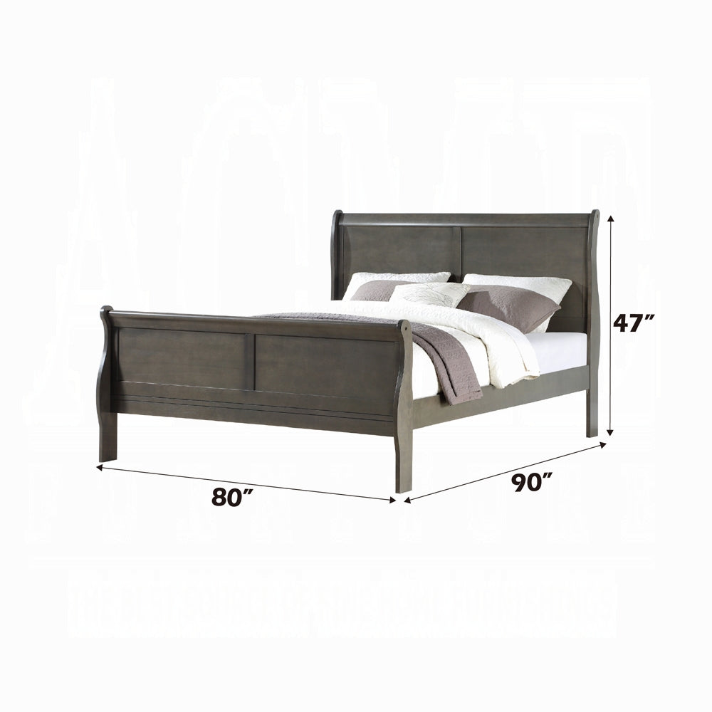 Acme - Louis Philippe EK Bed 26787EK Dark Gray Finish Dimensions