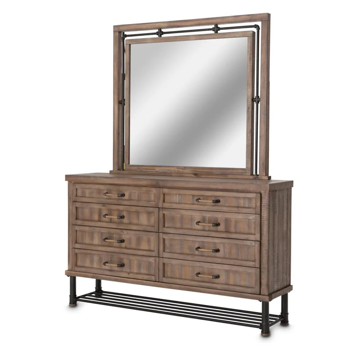 Crossings Dresser With Mirror In Reclaimed Barn - Ki - Crsg050 - 60 - 217 | Aico - KI - CRSG050 - 60 - 217 - Home Elegance USA - 1