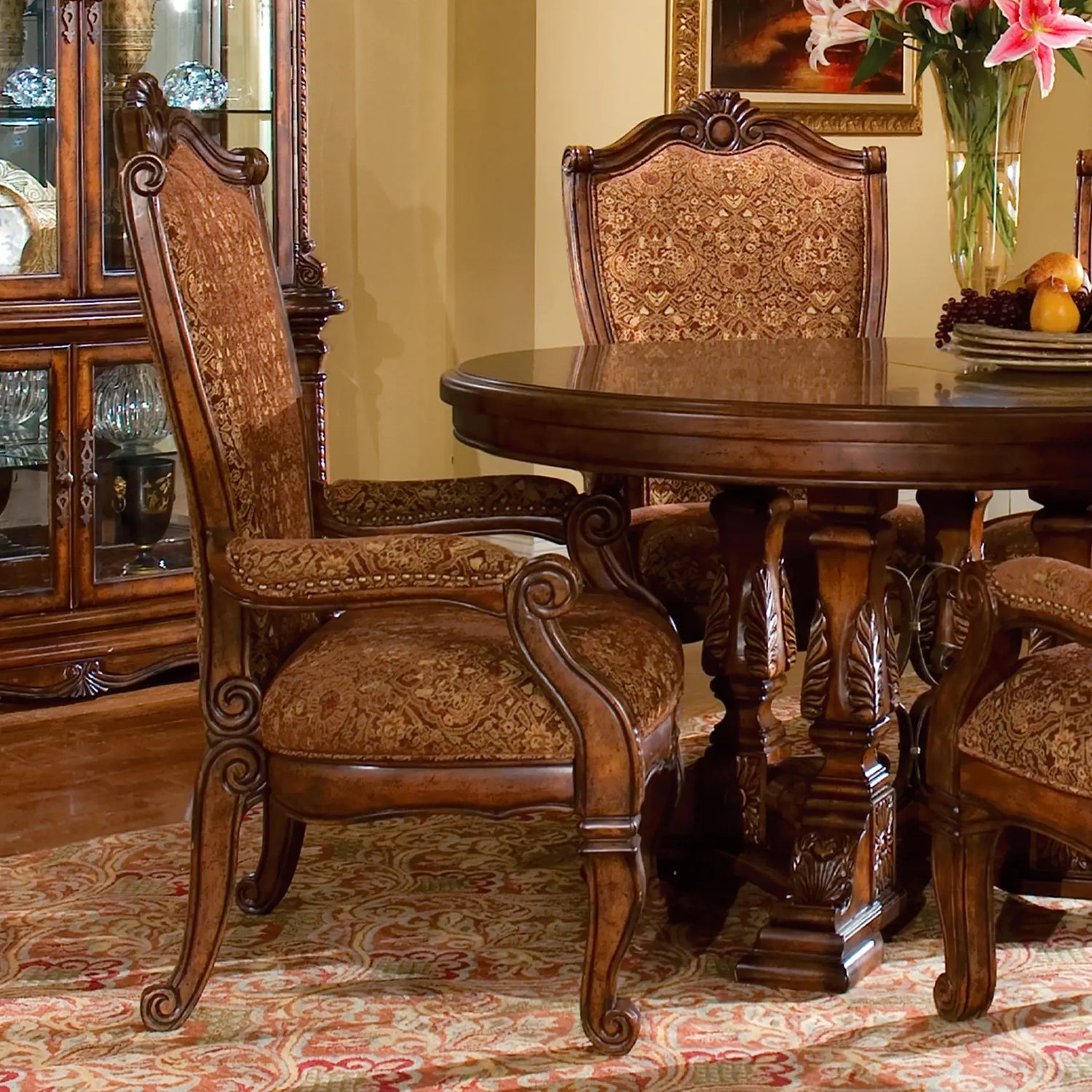 Windsor Court 10-Piece Rectangular Dining Room Set Vintage Fruitwood — AICO Furniture