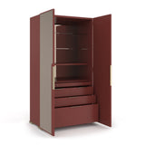Allure Armoire Rouge Red Gloss with Bronze Mirror Doors | Caracole
