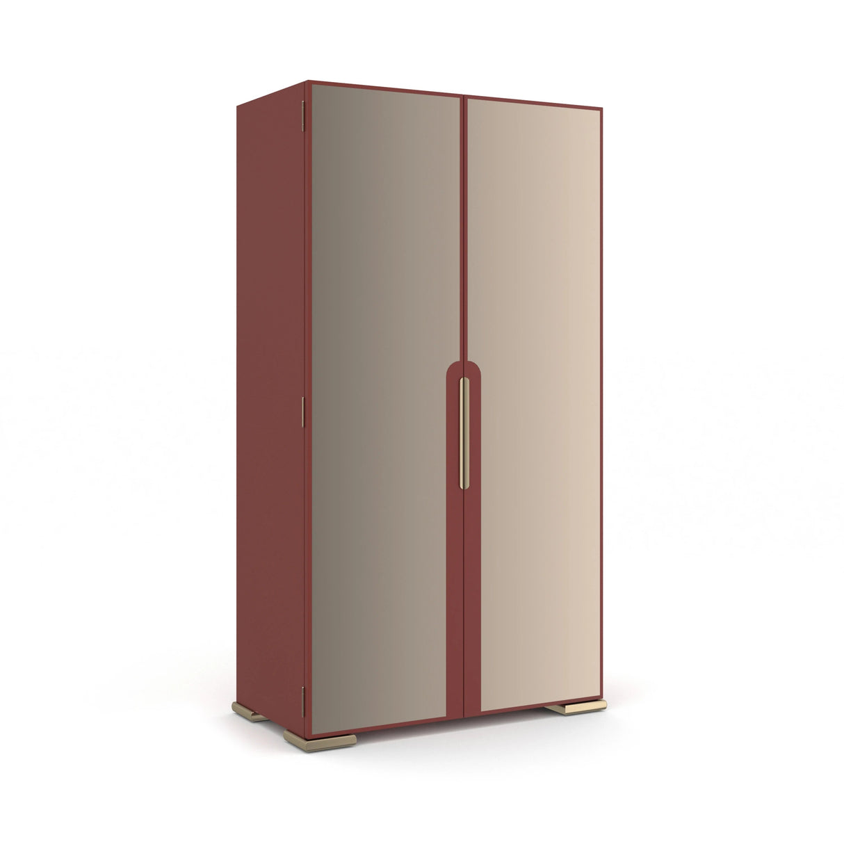 Allure Armoire Rouge Red Gloss with Bronze Mirror Doors | Caracole