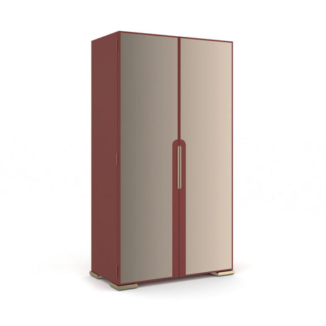 Allure Armoire Rouge Red Gloss with Bronze Mirror Doors | Caracole