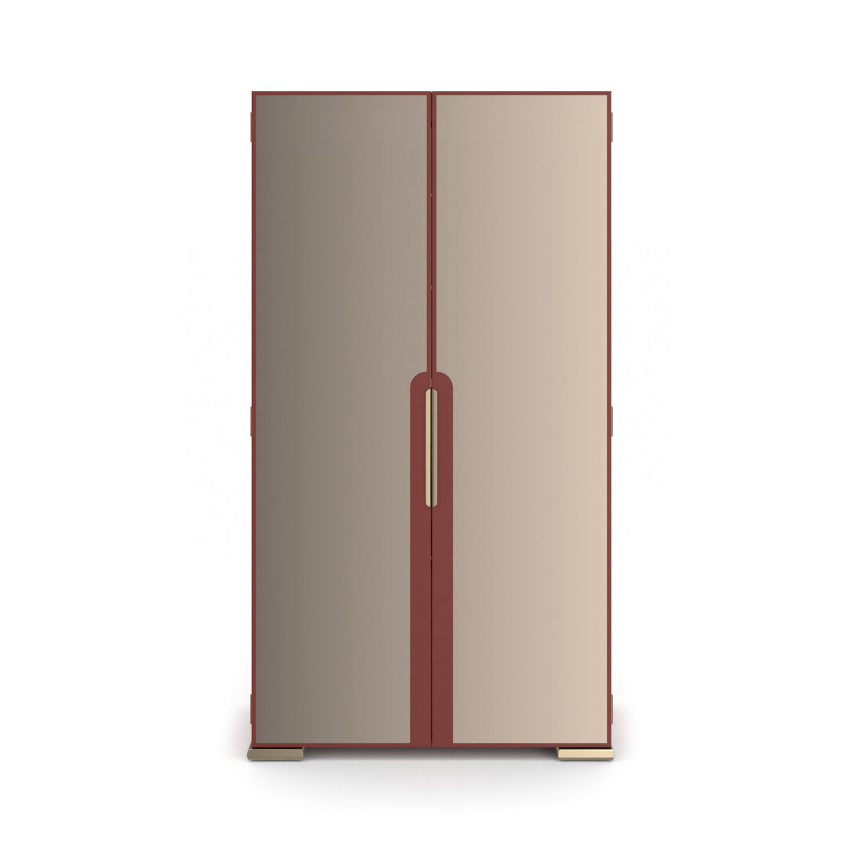 Allure Armoire Rouge Red Gloss with Bronze Mirror Doors | Caracole