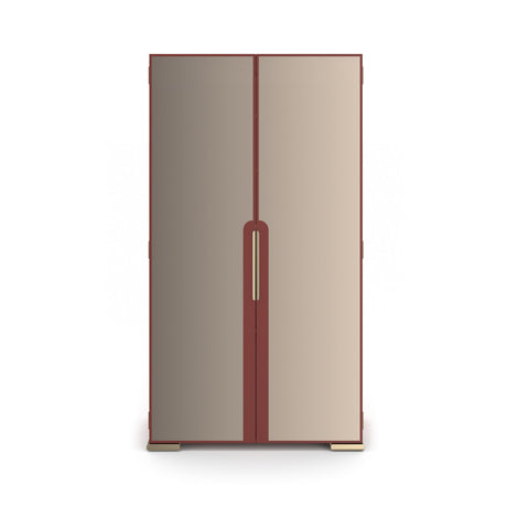 Allure Armoire Rouge Red Gloss with Bronze Mirror Doors | Caracole