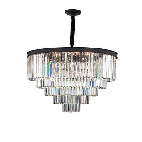 Allure 21-Light LED Chandelier – Black Round Crystal Cascade Luxury Fixture