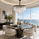 Allure 21-Light LED Chandelier – Black Round Crystal Cascade Luxury Fixture