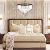 Allure 21-Light LED Chandelier – Black Round Crystal Cascade Luxury Fixture
