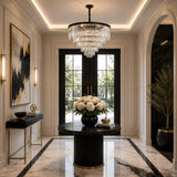 Allure 28-Light LED Chandelier – Black Round Tiered K9 Crystal Luxury Lighting