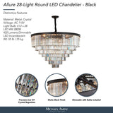 Allure 28-Light LED Chandelier – Black Round Tiered K9 Crystal Luxury Lighting