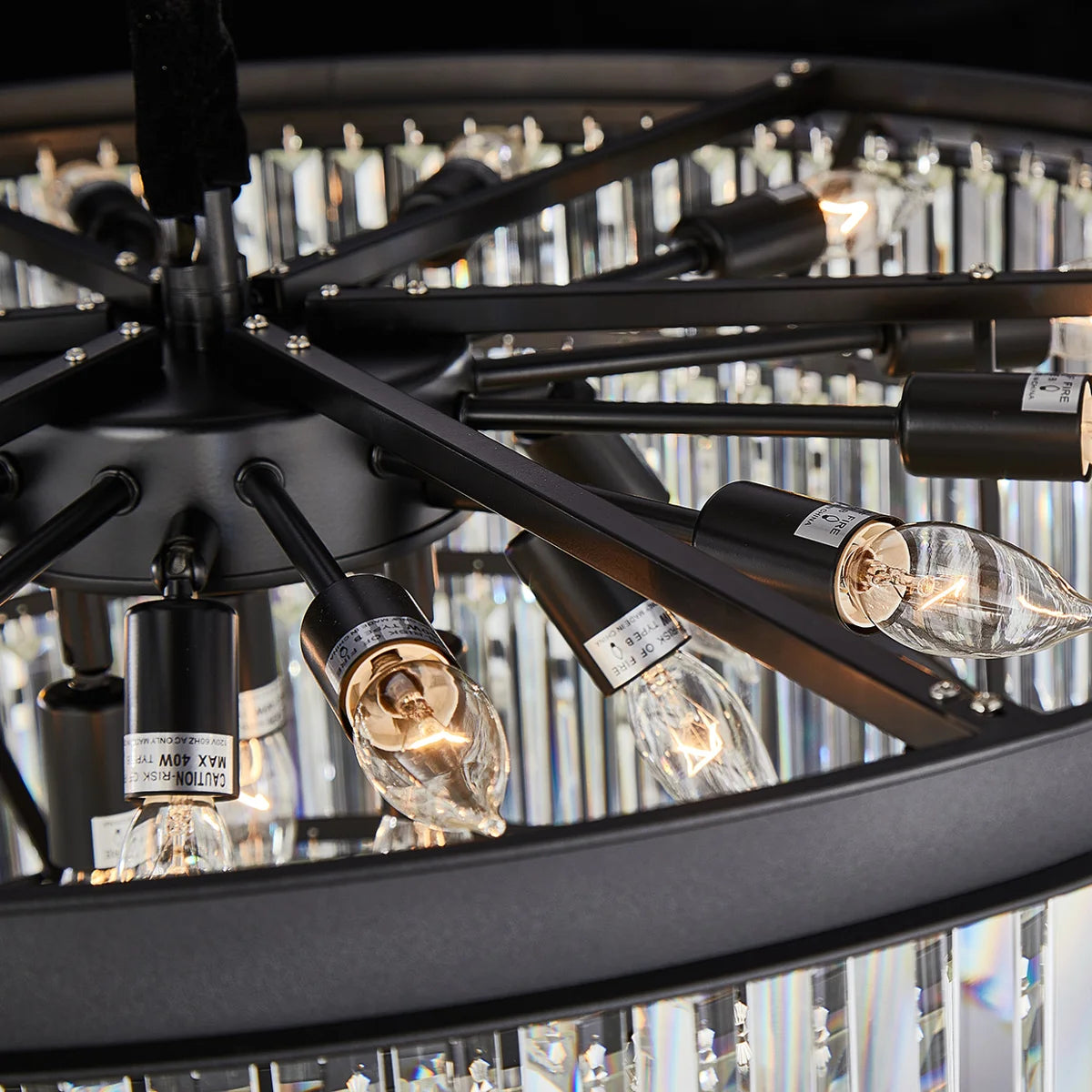 Allure 28-Light LED Chandelier – Black Round Tiered K9 Crystal Luxury Lighting