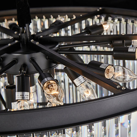 Allure 28-Light LED Chandelier – Black Round Tiered K9 Crystal Luxury Lighting