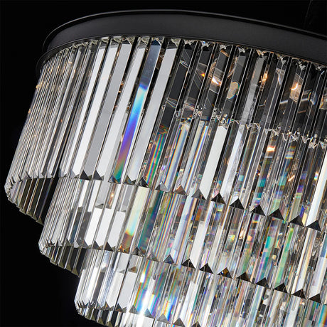 Allure 28-Light LED Chandelier – Black Round Tiered K9 Crystal Luxury Lighting