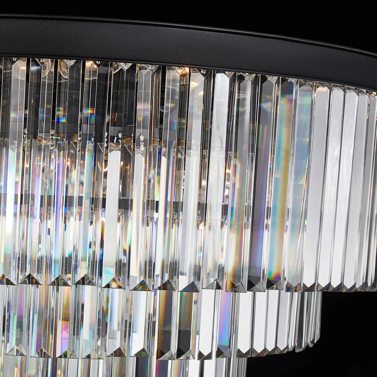 Allure 28-Light LED Chandelier – Black Round Tiered K9 Crystal Luxury Lighting