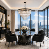 Allure 28-Light LED Chandelier – Black Round Tiered K9 Crystal Luxury Lighting