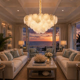 Almara 18-Light Chandelier – Gold Coastal Luxury Seashell Crystal Fixture