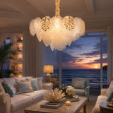 Almara 9-Light Chandelier – Gold Coastal Seashell Crystal Design Lighting Fixture
