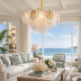 Almara 9-Light Chandelier – Gold Coastal Seashell Crystal Design Lighting Fixture